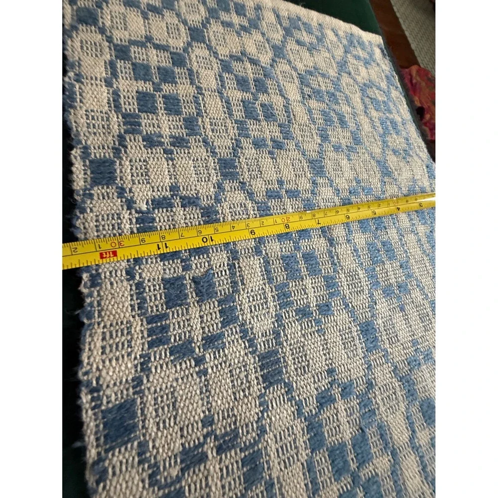 Vintage‎ Blue White Handwoven Placemat Set Geometric Pattern Cottage Decor